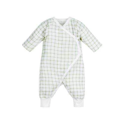 Muslin Side Snap Kimono - Sage Windowpane
