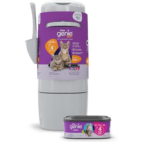 Litter Genie XL+ Pail | Cat Litter Waste Disposal System for Odor Control | Includes 1 Jumbo Refill Bag