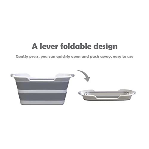Multifunction Collapsible Bathtub for Pet Newborn to Toddler; Bath Tub for Small Dogs and Cats, Portable Design with Drainage Hole - Grey