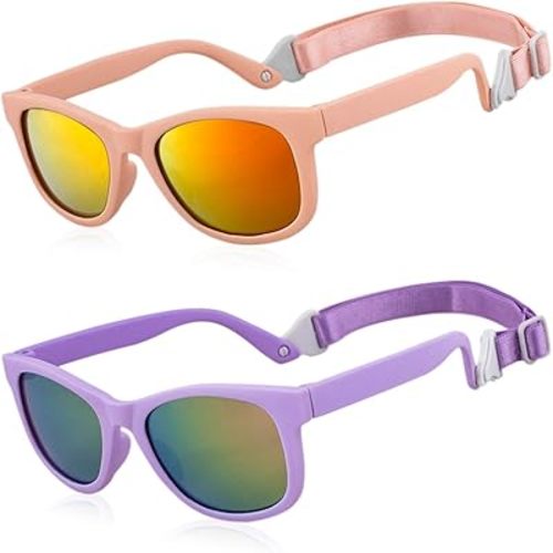 MAXJULI Baby Infant Sunglasses Safe, Soft, With Adjustable Strap 0-24 Months BPA Free 7002