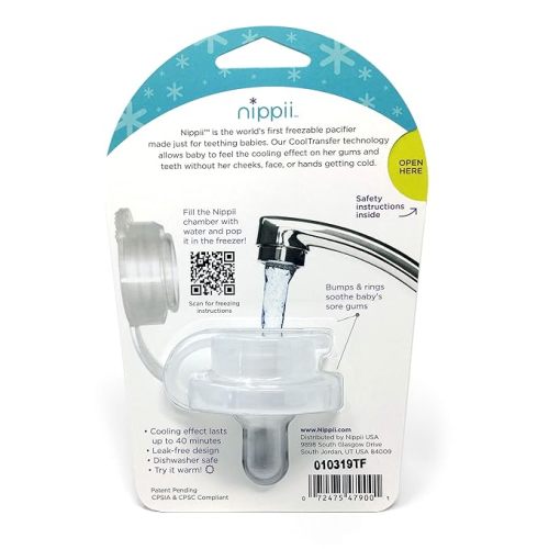 Nippii Baby Freezable Teether Pacifier Fill with Water. Freezable Pacifier Provides Cold Soothing Gum Teething Relief for Teething Babies