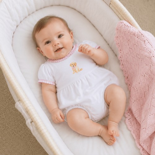 Sweet Golden Ruffled Hand-Embroidered Bubble