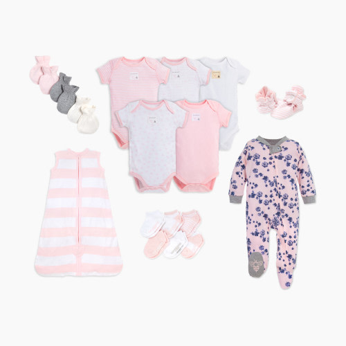Burt's Bees Baby Organic Cotton Newborn Essentials Bundle - Pink, 0-3M