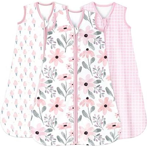 Yoofoss Baby Sleep Sack 0-6 Months 0.5 Tog Wearable Blanket for Baby, 3 Pack 100% Organic Cotton Infant Toddler Sleeping Sack 2-Way Zipper Lightweight Sleep Sack