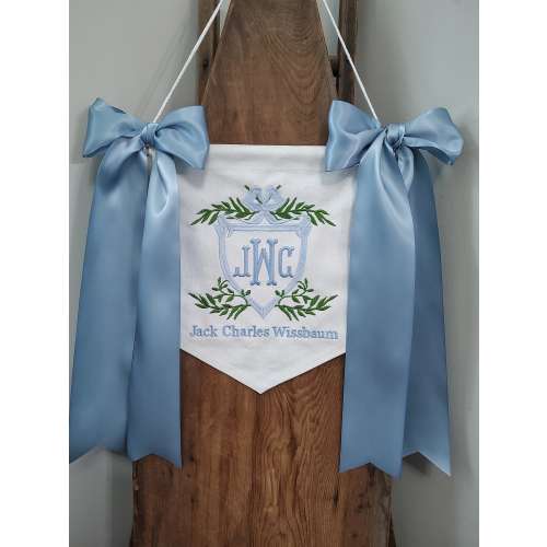 Embroidered Baby Announcement Banner, Newborn Gift
