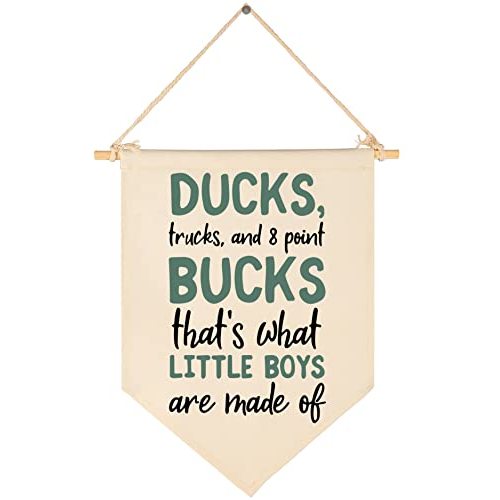 Duck Hunting Nursery Decor-Deer Wall Decor-Birthday Christmas Gift-Canvas Hanging Flag Banner Wall Sign Decor Gift for Nursery Bedroom Playroom Front Door Baby Kids Boy Teen