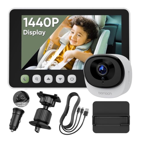 bonoch 5'' 1440P Baby Car Camera Backseat - 2025 Upgrade 360 Degree Rotating Wide View USB Powered Baby Monitor with Car Charger, Easy Setup Car Seat Camera for Baby Rear Facing with Night Vision : Amazon.com.au: Baby