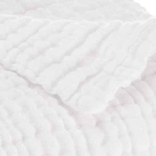 Aablexema Baby Muslin Bath Towels - Set of 2 Large Size 43X43 Inches Swaddle Blanket for Newborn Toddlers Boys Girls (White) - 2 White