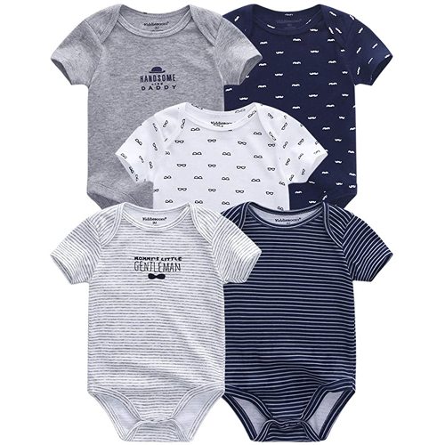 Kiddiezoom Unisex Baby 5-Pack Short-Sleeve Bodysuit