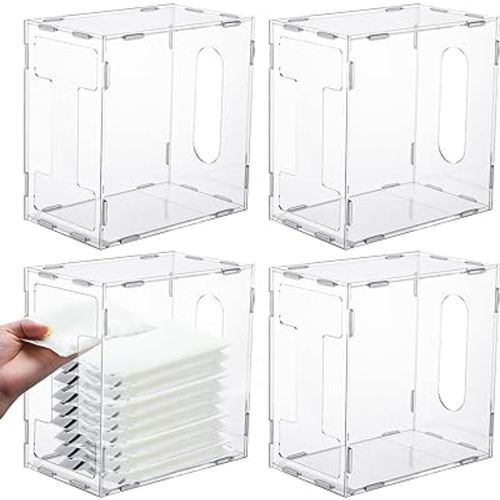 Domensi 4 Pcs Breast Milk Storage Tower Breast Milk Freezer Storage Organizer for Milk Freezer Bags Breastmilk Storage Container Reusable Breastfeeding Accessories Fridge, 8.3 x 8.3 x 5 Inch (Clear)