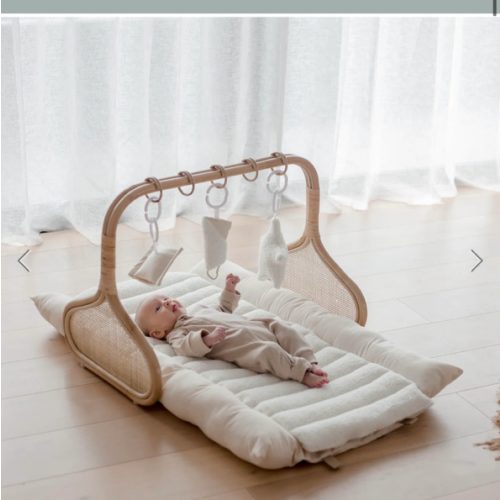 Rattan Play Gym Bundle | White Cloud & Stone Gingham – Stina's Style