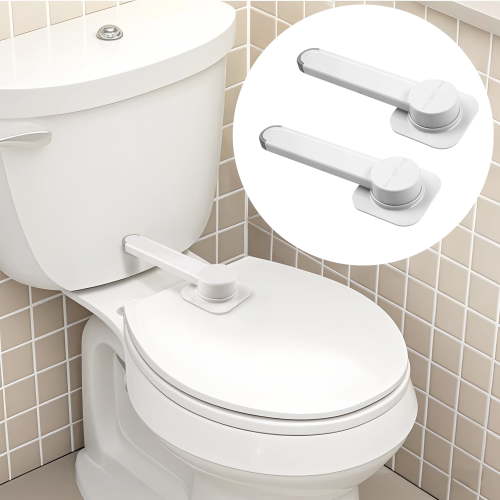 Qissep Baby Toilet Lock (2 Pack) for Child Safety,Toilet Locks Baby Proof,Easy Intallation,Top Safety Toilet Seat Lock,Fits Most Toilets,White