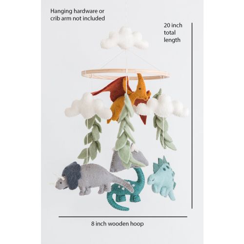 Handmade Wool Felt Dinosaur Crib Mobile: Nature Nursery Decor