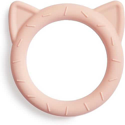 mushie Silicone Baby Teether Toy | Cat (Blush)