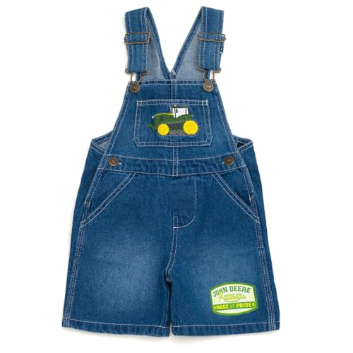 John Deere Denim Square Neck Short Overalls Toddler to Little Kid Sizes (2T - 7-8)
