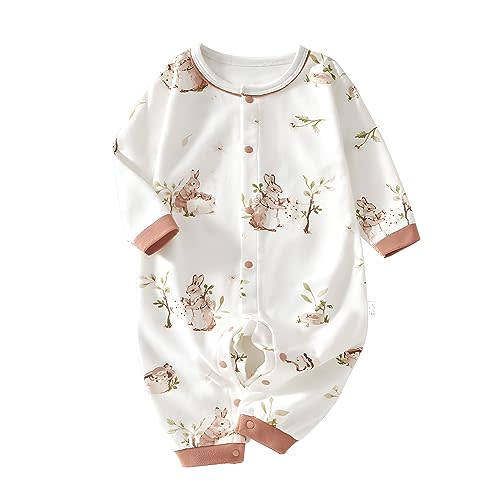 Cherie Kids 100% Organic Cotton Soft Baby Romper Jumpsuits for Boys and Girls Unisex, Long Sleeve, 0-24 Months