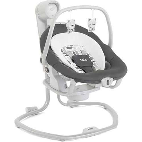 Joie Miso 2-in-1 Baby Swing & Rocker– Dual Motion Swing & Portable Rocker with 6 Speed Settings, Soothing Vibration, and 3 Recline Positions – Softglow Dimmable Light (Logan)