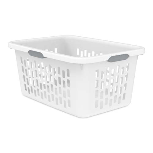 Sterilite 2 Bushel Large Plastic Laundry Basket with 4 Comfort Grip Handles, White