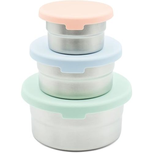 Stainless Steel Food Storage Containers - 3 Pack - 3 Oz, 6.1 Oz, 12.85 Oz with Leakproof Silicone Lids, BPA-Free, Dishwasher & Freezer Safe, Nesting & Stackable for Meal Prep, Lunch Boxes & Snacks