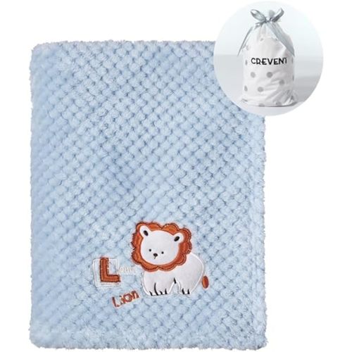 CREVENT 30''X40'' Cute Cozy Fluffy Warm Baby Blanket for Girls Boys Infants Toddlers' Bedding Crib Cot Stroller, Baby Shower Birthday Newborn's Gift Blue - Baby Lion