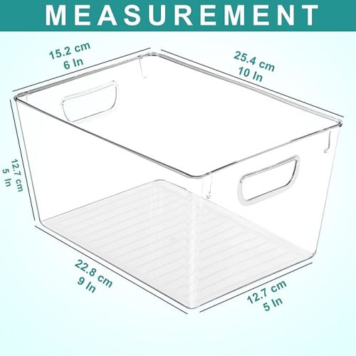 Large Pack of 6 Utopia Kitchen Clear Organizer Bins - 6 Pack Pantry Organizers and Storage Bins - Large Clear Storage Containers for Organizing - Clear Storage Bins For Fridge, Kitchen Organization and Storage