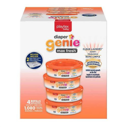 Playtex Baby Diaper Genie MaxFresh Anti-Microbial Refills, 1,080-ct & 2 Carbon Filters,