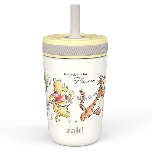 Zak Designs Disney Winnie the Pooh Kelso Toddler Cups For Travel or At Home, 12oz Vacuum Insulated Stainless Steel Sippy Cup With Leak-Proof Design is Perfect For Kids (Winnie the Pooh & Friends)
