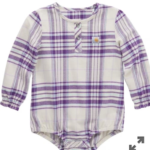 Girls' Long-Sleeve Flannel Bodysuit (Infant) | 12M | Carhartt