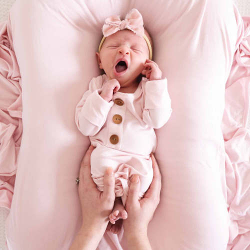 Solid Blush Bamboo Baby Knot Gown & Hat