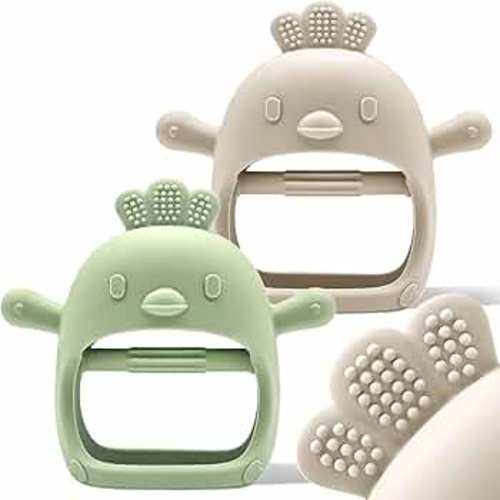 Baby Teething Toys by Komfy LilLove | Non-Toxic Infant Toys 0-6 6-12 Months | CPC Certified Teething Mitten | No Drop Teether for Baby Teething Relief | Baby teether toys | Teething Pacifier - 2 Pack