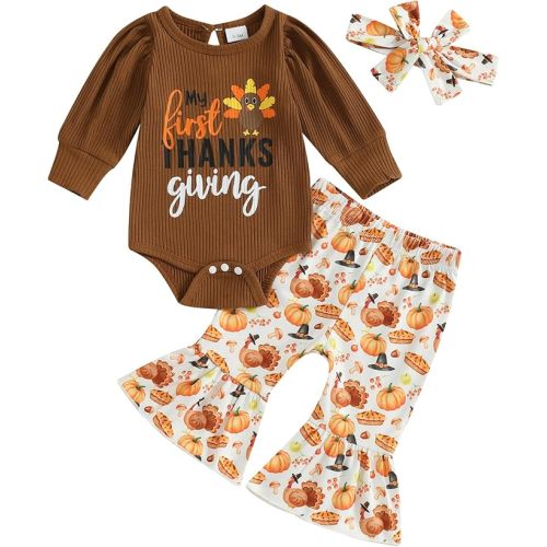 My First Thanksgiving Baby Girl Outfit Newborn Turkey 0-3M