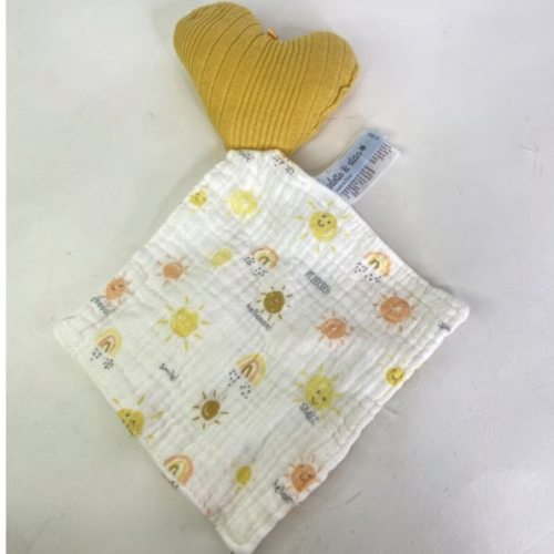 Charlotte and Star Gold Mustard Yellow Heart Sun Baby Lovey Security Blanket