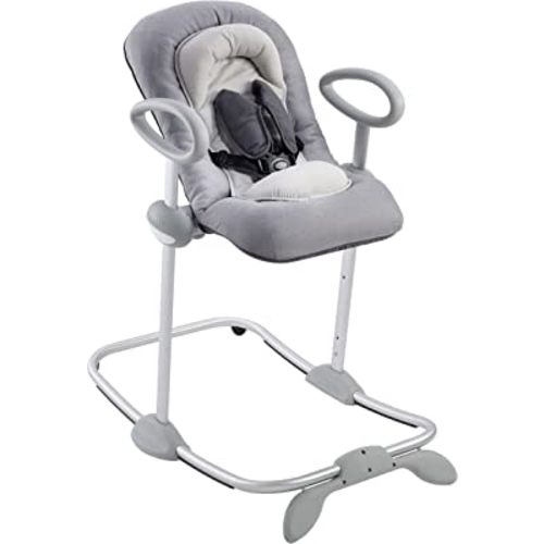 BEABA Up and Down Portable Baby Rocker | 4 Height Levels and 3 Reclining Positions with One Click| Soft Padding Seat | Gray