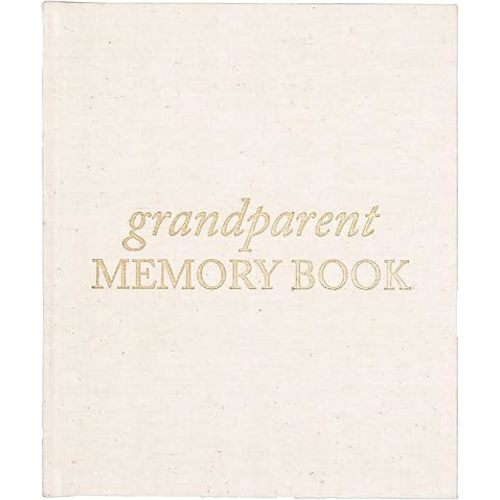 Grandparent Memory Book - Linen Hardcover Grandparents Journal w/Gold Embossed, Occasions Space - Thoughtful Gifts for Grandparents, Cream, 72 Pages