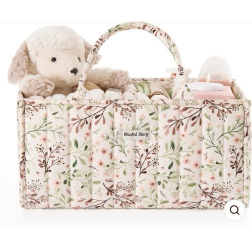 Beautiful Floral Print Diaper Caddy - A Perfect Baby Shower Gift & Nursery Decor