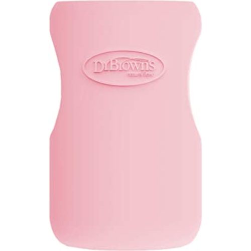 Dr. Brown's Natural Flow Options+ Glass Baby Bottle Sleeves,100% Silicone,9 oz,Wide-Neck,Pink