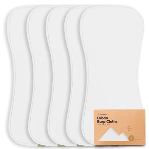 5-Pack Organic Burp Cloths for Baby Boys and Girls - Ultra Absorbent Burping Cloth, Burp Clothes, Newborn Towel - Milk Spit Up Rags - Burpy Cloth Bib for Unisex, Boy, Girl - Burp Cloths (Soft White)