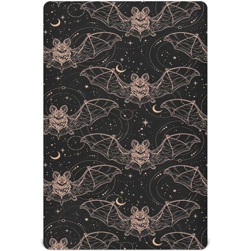 Halloween Bats Crib Sheets for Boys Girls Soft Breathable Mini Crib Sheets for Baby 52" x 28"