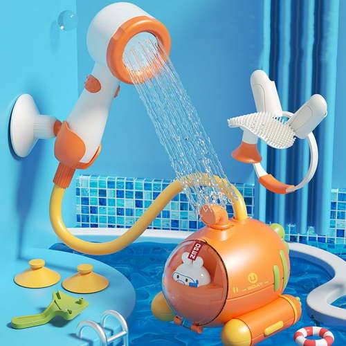 Baby Bath Shower Head,Water Pump with Trunk Spout Rinser,Kids Toddler Bathtub Sprayer To,Bath Shower Toy,Infant Child Tub Accessories,Dolphin Bathtime Water Pump,Rechargeable Baby Bath Shower Head