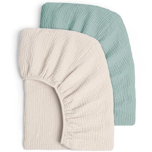 Lulu moon Muslin Crib Sheets - Fitted Crib Mattress Sheets for Boys and Girl - 28"x 52", 2 Pack