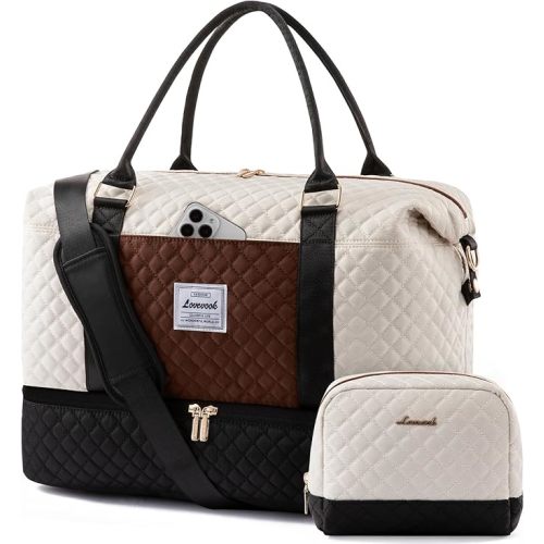 LOVEVOOK Travel Duffle Bag,Weekender Bags for Women with Shoe Compartment，Carry on Overnight Bag with Toiletry Bag,Gym Duffel Bag with Wet Pocket, Hospital Bags for Labor and Delivery