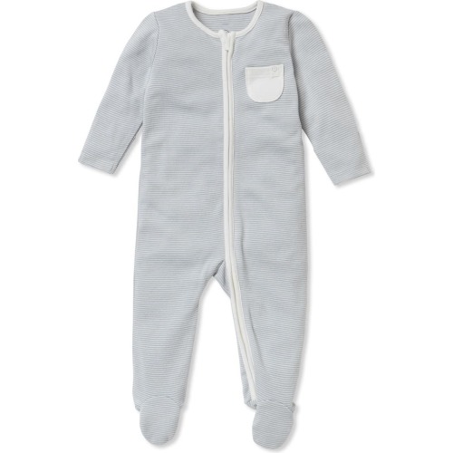 Baby Clever Zip Footie, 0-3 M, Blue Stripe