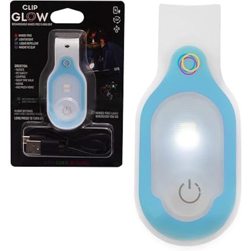 Clipglow Nurse Light Clip On Nursing Night Shift Light, Bright, Lightweight Magnetic, Portable, USB Rechargeable Flashlight for Badge, 8-10 Hours Battery, 4 Light Settings 10-25 Lumens Nurse Gift|Blue