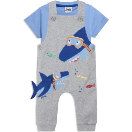 Shark Appliqué Romper & T-Shirt Set, 3-6M