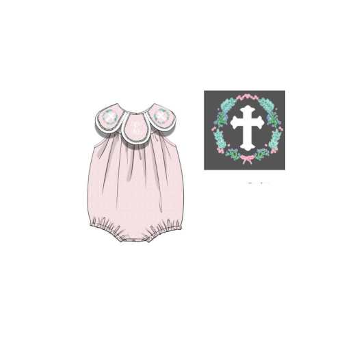Pre-Order Pink Swiss Dot Cross Custom Monogram Name Tulip Bubble