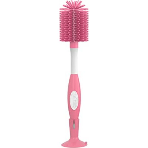 Dr. Brown's Soft Touch No Scratch Baby Bottle Cleaning Brush Nipple Cleaner with Stand and Storage Clip, BPA Free, Pink 1-Pack