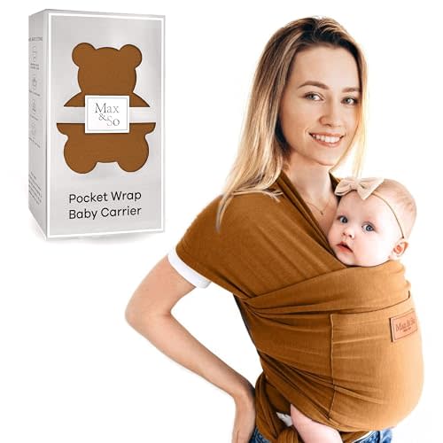 Baby Wrap Carrier - Premium Cotton Baby Carrier Wrap for Newborn to Toddler- Infant Carrier- Baby Holder One Size Fits All with Front Pocket by Max&so