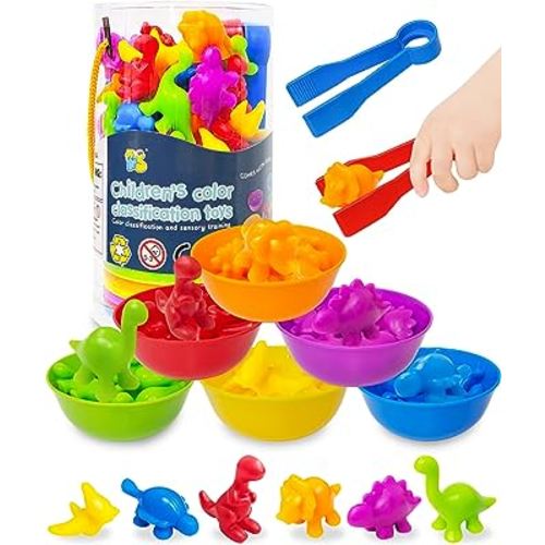Counting Dinosaurs Montessori Toys for 3 4 5 Years Old Boys Girls, Toddler Preschool Learning Activities Toys for Kids Ages 2-4, 3-5, 4-8, Birthday Gifts Sensory Toys