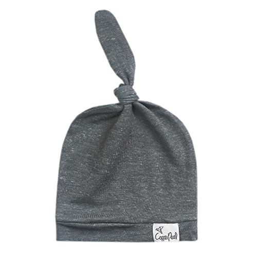 Copper Pearl Baby Beanie Hat Top Knot Stretchy Soft Slate