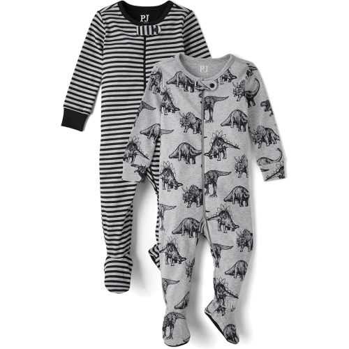 (0-3 M) The Children's Place Baby And Toddler Boys Striped Snug Fit Cotton One Piece Pajamas 3-Pack